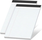 Legal Pads 8.5 x 11 inch Notepad, 2 Pack White Note Pads 8.5'' x 11'' for Work, Double-Side Printed Lined Paper Pads College Ruled White Notepads 30 Sheets Per Writing Pad for School, Home, Office