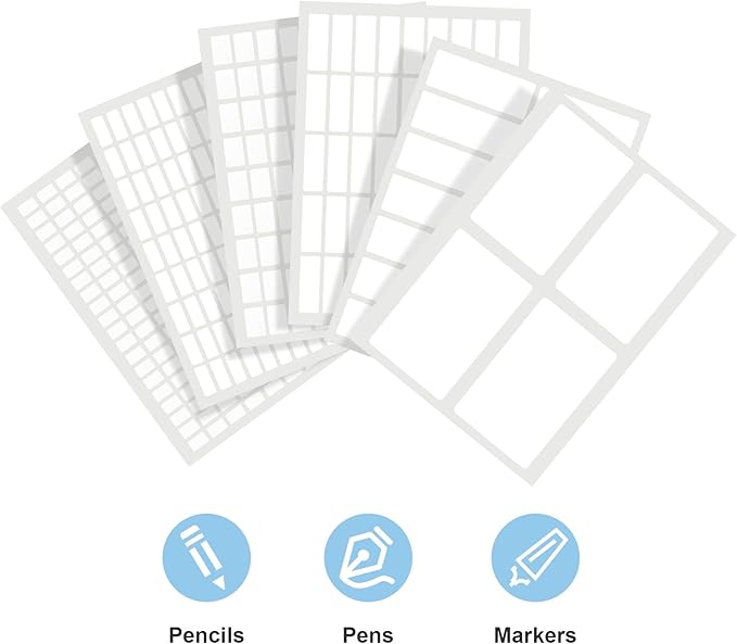 1723 Pieces Matte Labels Sticker Removable Rectangular Labels Writable Blank Adhesive Labels for Labeling and Organizing Small Items 6 Sizes Combination (White)