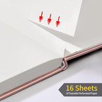 Annecy Numbered Bullet Dotted Journal Notebook, Medium 5.5x 8.25, 160 Pages 100GSM Writing Paper, A5 Rose Gold Faux Leather Cover with Pen Loop