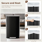 PayLessHere Stainless Steel Trash Can with Lid - Removable Inner Bucket, Foot Pedal Soft Close for Office, Home, Kitchen Garbage Bin (Black, 13 G)