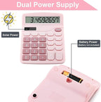 Office Desk Calculator, Cute Calculator for Kids, Basic Calculators Desktop, Dual Power Simple Financial Calculator with Big Button Large Display for Office Home and School (Pink)