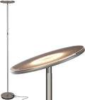 Brightech Sky LED Floor lamp, Torchiere Super Bright Floor Lamp for Living Room Decor & Office - Dimmable, Tall Standing Lamp with Warm Light for Bedroom & Reading - Brushed Nickel