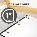 MAKHISTORY 12 Pack Telescoping 3 Ring Binder 1 Inch, Flexible Thin Binder with Customized Front Cover, Holds Up 225 Sheets, School Office Supplies, White
