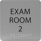 ADA CENTRAL SIGNS - 6" X6" Exam Room 2 Sign - ADA Compliant Tactile Graphics Grade 2 Braille Text Acrylic Wall Signs - Educational Institution Directional Assistance Test Center Door Sign for Schools