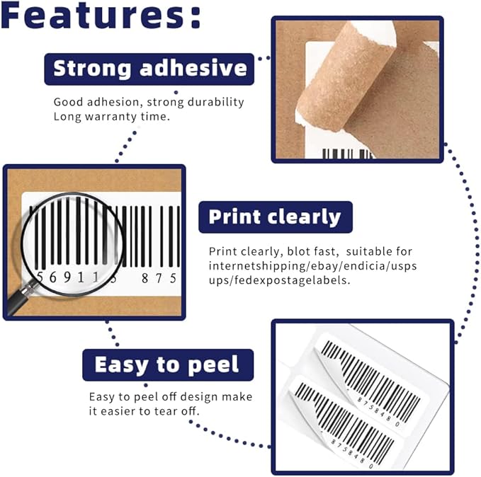 POLYSELLS Self Adhesive 2"x4" Address Shipping Labels, 10UP White Sticker FBA Labels, Inkjet/Laser Printer Compatible, 10 Labels/Sheet, 100 Sheets/1000 Labels