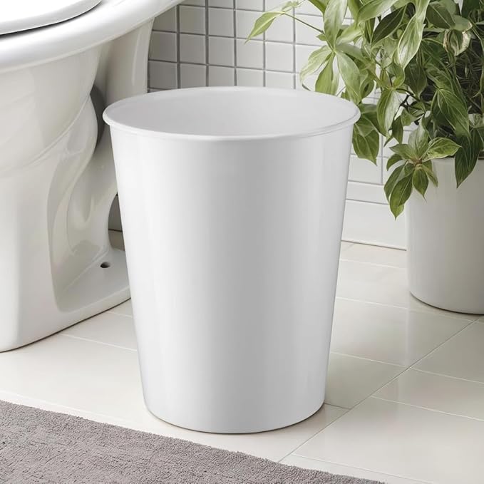 Monarch Abode Metal Bathroom Trash Can – Waste Basket for Bedroom, Office Desk, & Dorm, Handcrafted, Durable Decorative White Small Trash Can Bathroom Garbage Bin Wastebasket