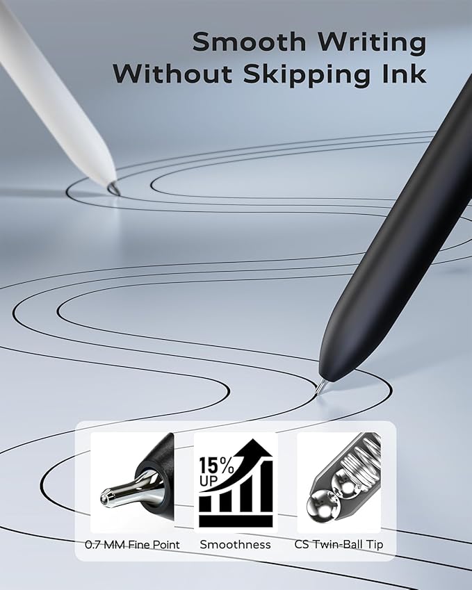 STAGEEK Black Gel Pens, 6Pcs Fine Point Smooth Writing Pens with 3 Extra Refills, Black Ink Pens for Journaling, Office, Note Taking, School Supplies, Nurse Aesthetic(Black Gray White)