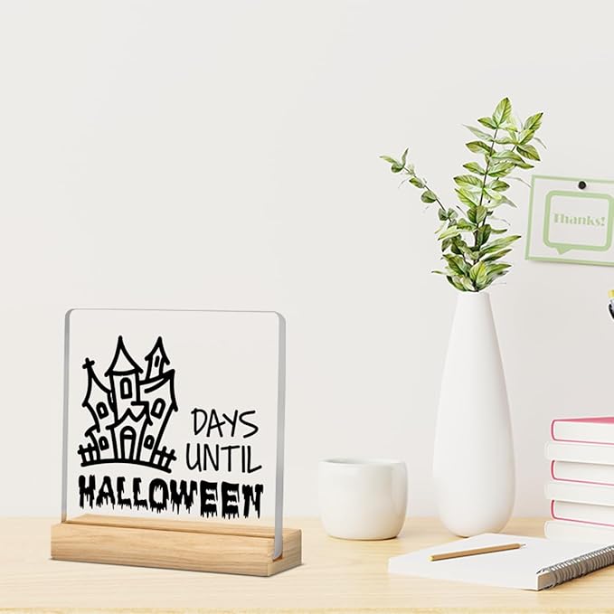 Halloween Countdown Acrylic Sign, Funny Halloween Countdown Advent Decorations for Home Office, Funny Spooky Season Holiday Gifts A 08