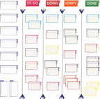 Scrum Board Tool Kit Magnetic Kanban Board, Office Task Management System with to Do, Doing, Verify, Done Columns, 4-Column Workflow Board for Project Planning