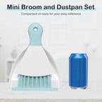 NACENA Mini Dustpan and Brush Set, Small Broom and Dustpan Set Dust Pan and Mini Hand Broom Dustpan and Broom Combo Compact for Home Table Keyboards Sofa Kitchen, Blue