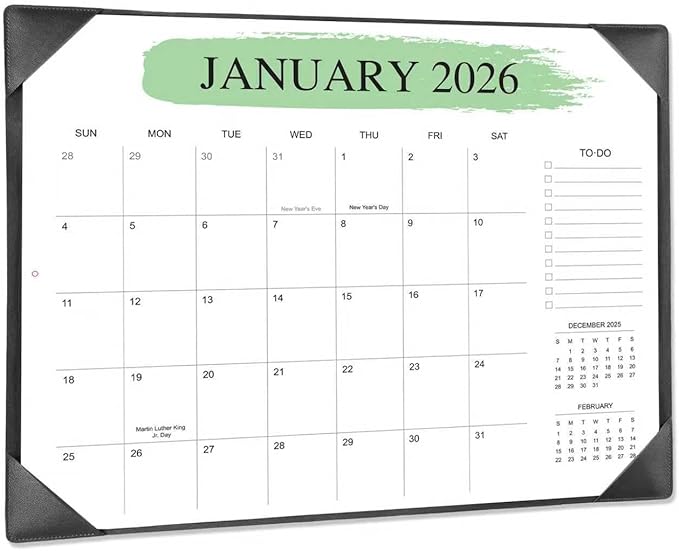 Desk Calendar 2026 with Desktop Mat – 22" x 17" Large Desk Calendars with Desktop Pad, 18-Month Teacher Desk Calendar from Jan 2026–Jun 2027, for Office, School & Home Use (Black)