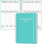 Heveboik Income & Expense Log Book - A5 Income and Expense Tracker for Small Business, Accounting Bookkeeping Tracking for Woman and Man, 5.8" x 8.3", Teal
