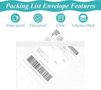 Shipping Label Sleeves, 7.5”×5.5”Self-Adhesive Shipping Label Sleeves, Packing List Envelopes, Clear Top-Loading Packing List, Shipping Labels Pouches For Shipping Labels/Files, 200 Pack.