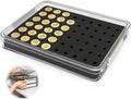Nuvretk 54 Slot Wax Seal Stamp Head Storage Box - Clear Organizer with Double-Latch Lid, Stackable Design, EVA Foam Pad for Various Stamp Sizes