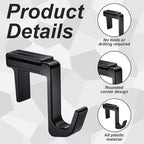 Otoolling 4 Pcs Adjustable Cubicle Hooks for 1.8-3.5 in Panels and Walls Adjustable Plastic Cubicle Coat Hooks Sturdy Hook for Large Laptop Work Bags Cases and Coats (Black)