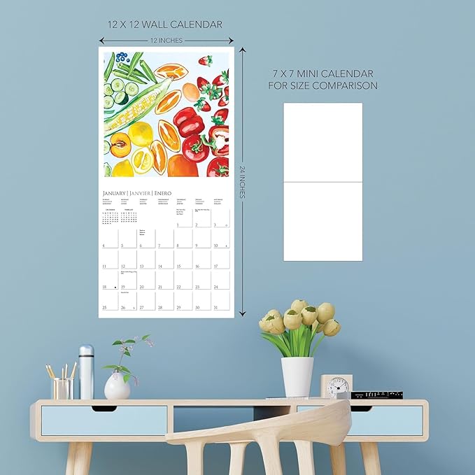 Graphique 2026 Fresh Picked Wall Calendar | 12” x 12” | Thick Paper | Home & Office Organizer | Large Monthly Grid | 3 Languages & Marked Holidays | 4 Month Preview Page for 2027