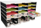 Desktop Organizer 12 Letter Tray Sorter Plus Riser Storage Base & 3 Supply Drawers - Ultimate Office TierDrop Desktop Organizer Stores All of Your Documents & Supplies in One Compact Modular System