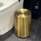 YOJIA 2.6Gal/10 L Gold Brushed Stainless Steel Trash Can with Swing Cover, Bathroom Trash Can with Lid, Garbage Can for Bathroom, Bedroom, Office, Hotel, Rest Room, RV (Gold)