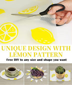 Lemon Print Shelf Liner for Kitchen Cabinets - Non-Adhesive Drawer Liner, Non-Slip Refrigerator Liner, Waterproof Fridge & Pantry Mat - Easy to Cut & Clean