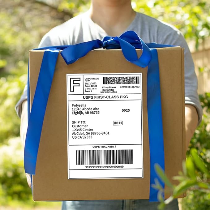 POLYSELLS Self Adhesive Address Shipping Labels, White Sticker FBA Labels (100 Sheets, 8.5" x 11" (1UP, Full Sheet))