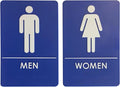 USA Made - Men's and Women's Restroom Signs ADA-Compliant Bathroom Door Signs for Offices, Businesses, and Restaurants, Black, Blue, Grey and Taupe/Tan Colors (Blue)