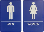 USA Made - Men's and Women's Restroom Signs ADA-Compliant Bathroom Door Signs for Offices, Businesses, and Restaurants, Black, Blue, Grey and Taupe/Tan Colors (Blue)
