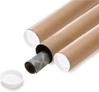 The Boxery Brown/Kraft Shipping, Storage, Posters, Arts, Crafts, Documents, Mailing Tubes 2 inch x48 inch - 50 PACK, Made in the USA, Reusable and Recyclable