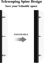 INFUN 1 Inch Telescoping 3 Ring Binder - 1PCS-White，Flexible Binders with Customizable Front Cover and Clear Catalog Pocket, 1Inch Rings, 225 Sheet Capacity