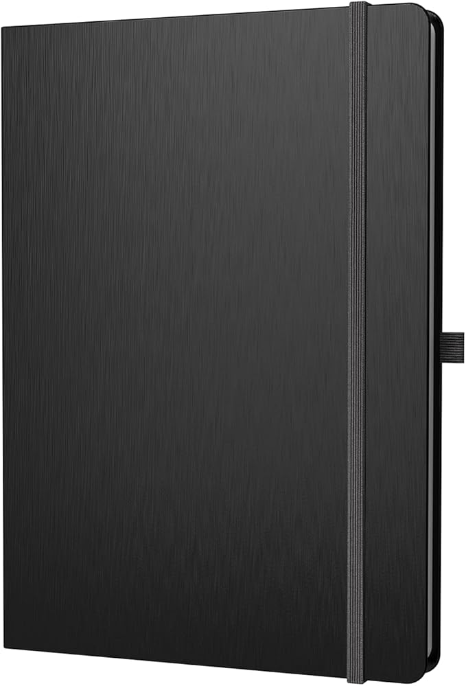 ONAVIA A4 Lined Journal Notebook, 8mm Ruled Notepad, Journaling for Writing, Work, School, Travel and Note Taking, Hardcover 160 Pages (80 Sheets) 8.27 x 11.6 inches (Black)