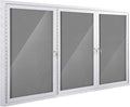 SWANCROWN Outdoor Bulletin Board 94x48in, Enclosed Bulletin Board with Locking Door for Office School Commerce, Grey Felt, Sliver Aluminum Frame