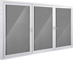 SWANCROWN Outdoor Bulletin Board 94x48in, Enclosed Bulletin Board with Locking Door for Office School Commerce, Grey Felt, Sliver Aluminum Frame