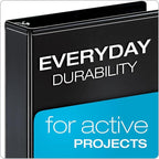Cardinal Performer 3-Ring Binders, 1.5", Non-Locking Slant-D Rings, 375-Sheet Capacity, ClearVue Presentation, Non-Stick, PVC-Free, Black, 4-Pack (27401)