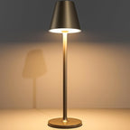 Timjorman Modern LED Cordless Table Lamp, 4000mAh Rechargeable Battery, 3 Level Brightness Night Light, Metal Shell, Minimalist Design, for Couples Dinner/Coffee Table/Restaurant/Bedroom, Khaki