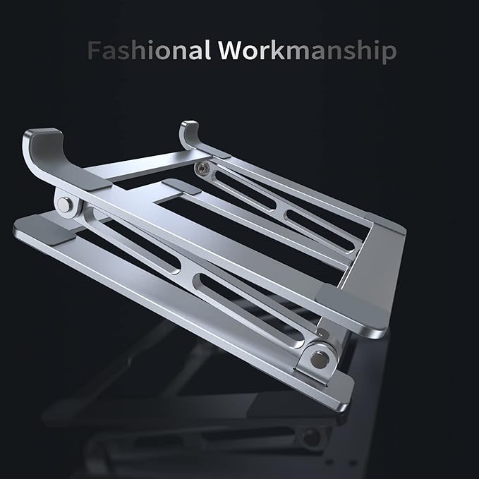 VIGLT Laptop Stand for Desk, Adjustable Laptop Stand Holder Portable Laptop Riser with Multi-Angle Height Adjustable Computer Stand for MacBook Air/Pro and More Notebooks 10-17.3"-Silver