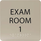 ADA CENTRAL SIGNS - 6" X6" Exam Room 1 Sign - ADA Compliant Tactile Graphics Grade 2 Braille Text Acrylic Wall Signs - Educational Institution Directional Assistance Test Center Door Sign for Schools