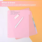 SKYDUE 8 Tab Durable Plastic Dividers,2Sets, Big Tab Dividers for 3 Ring Binder, Write&Erase 3 Ring Binder Dividers with Tabs, with Sticker Labels, Long-Lasting Plastic Pastels Binder Dividers