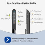 Norwii N76 Rechargeable Presentation clicker, Long Range Presentation Remote, Wireless Presenter, Pointer for PowerPoint Presentations, Slide Control - Green Light