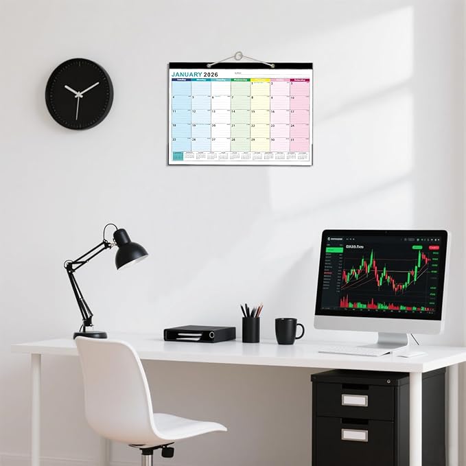 Desk Calendar 2026, With 3 sticker, 18 Month Wall Calendar Running to June 2027-17" x 12" Desktop/Wall Monthly Calendar for Homes, School & Office