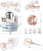 Gawsey Desk Organizers and Accessories Set with 360-Degree Rotating Pen Holder, Acrylic Stapler, Tape Holder, Staple Remover, Binder/Paper Clips Kit, Scissor and 1 Box of Staples