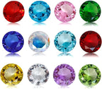 CLICK2GO 60mm Diamond Shaped Multicolor Glass Crystal Paperweight – 12 Pieces Home Office Decor & Wedding Favors Decoration with Gift Box