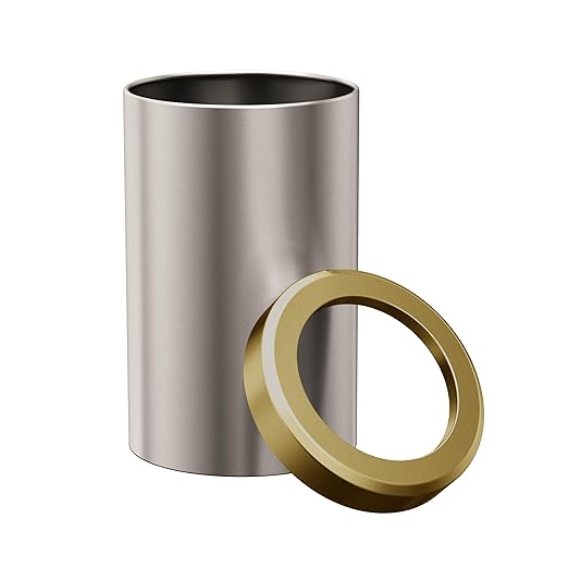 Gatco Modern Round Wastebasket, Satin Nickel and Brushed Brass Combo - Stainless Steel Trash Can with Removable Lid, Leakproof, 3 Gallon Capacity for Bathroom, Bedroom, Kitchen, or Office
