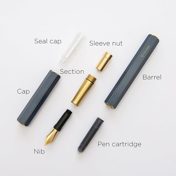YSTUDIO Stunning Classic Revolve Fountain Pen, Schmidt Gilded Nib, Best Pen Gift Set for Men & Women, Professional, Executive Office, Nice Pens（brass，M nib）