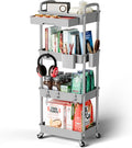 Sorgion 4 Tier Rolling Cart Organizer,Art Craft Diaper Bedside Snack Laundry Room Bathroom Organizer Narrow Thin Slim Rolling Trolley Utility Cart with Wheels for Kitchen,Office(Grey)