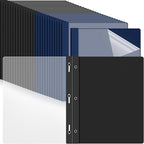 Feifeiya 48 Pack Plastic Report Covers with 3 Prongs Presentation Folders Bulk, 100 Sheet Capacity, Clear Front Report Covers for Presentation Document Paper School Office Supplies (Blue,Black)