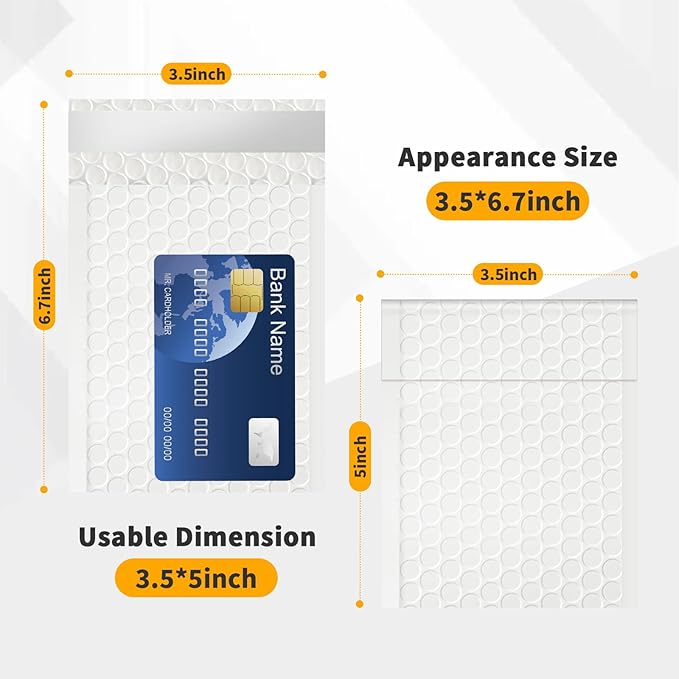 skardeco Bubble Mailers 3.5x5 inch 40Pack White Bubble Mailers Self-Seal Padded Mailing Envelopes Bubble Opaque Padded Mailer for Small Businesses to Package and Mail Jewelry Cosmetics#0000
