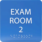 ADA CENTRAL SIGNS - 6" X6" Exam Room 2 Sign - ADA Compliant Tactile Graphics Grade 2 Braille Text Acrylic Wall Signs - Educational Institution Directional Assistance Test Center Door Sign for Schools