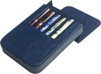 MIVLXLX Leather 6 Fountain Pen/Pencil Tray Case, Handmade, Magnetic Closure with Drawer Design, Gift Choice for Man/Woman/Office, 6 Slots（blue）