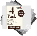 Cooler Kitchen Extra Thick Flexible Cutting Mat Set With Food Icons & EZ-Grip Back (Set Of 4 Mats) - Flexible Cutting Boards for Kitchen - Flexible Plastic Cutting Board Set (Black and White)…