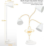 BOHON LED Desk Lamp with USB Charging Port, 3 Color Modes Dimmable Reading Lamp, Auto Dimming Task Lamp, Flexible Neck Table Light for Dorm Bedside, Adapter Include, White