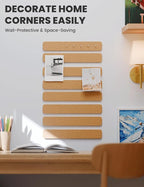 Fluxynara Cork Board Alternative Felt Strip Board 8-Pack 13"x2", Office Pin Board with 50 Push Pins, Adhesive Install for Bedroom Door & Home Office(Sunset Yellow)